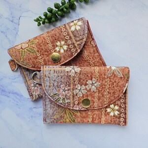Billetera de seda de 3 bolsillos, estilo kimono japonés, minibilletera ligera para monedas, tarjetero con patrón tradicional de kimono, billetera minimalista