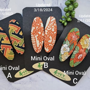 Mini Size Snap Barrettes, One Pair of Japanese Silk Kimono Fabric Covered Hair Clips, Fabric Snap Hair Clips, Japanese Style, Hairpins image 6