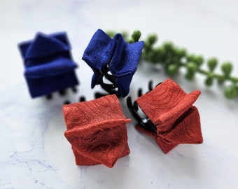 Japanese Kimono Silk Claw Clips: Small Hair Decoration (Set of 2)