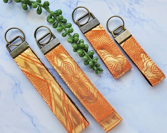 Japanese Silk Kimono Fabric Keychain Wristlet: Handmade Key Fob