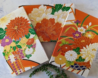 A Floral Fabric Wall Décor Made out of Japanese Silk Kimono/Furisode with Gold Foil Stamped Peony, Canvas Wall Art, Tapestry, Wall Panel