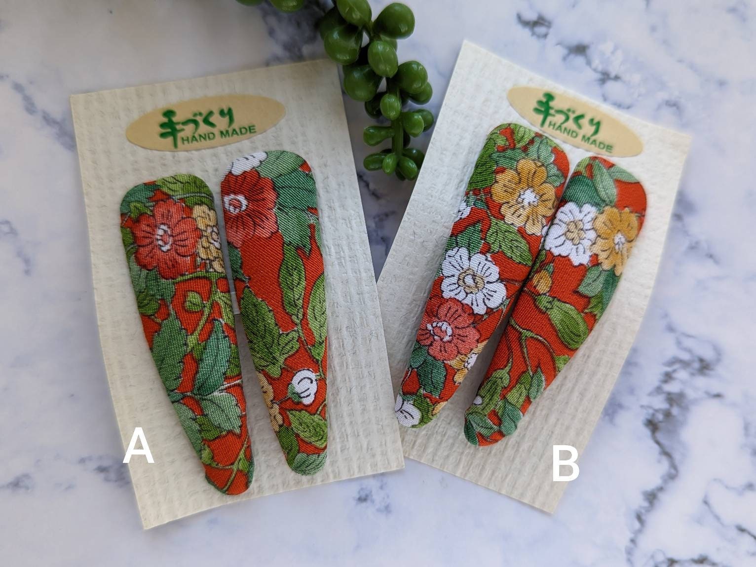 One Pair of Snap Barrettes Japanese Silk Kimono Fabric Etsy