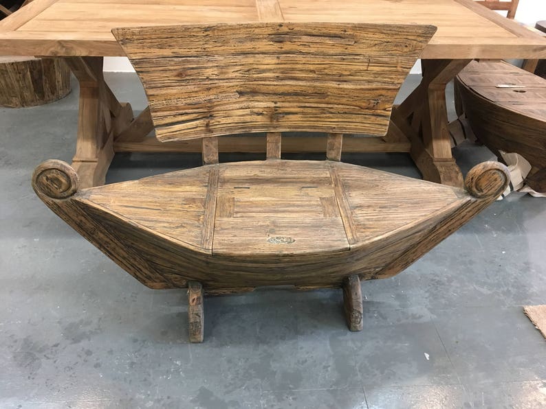 Teak Boat Shaped Bench 145cm Exotic Artisan Bench Teak Etsy