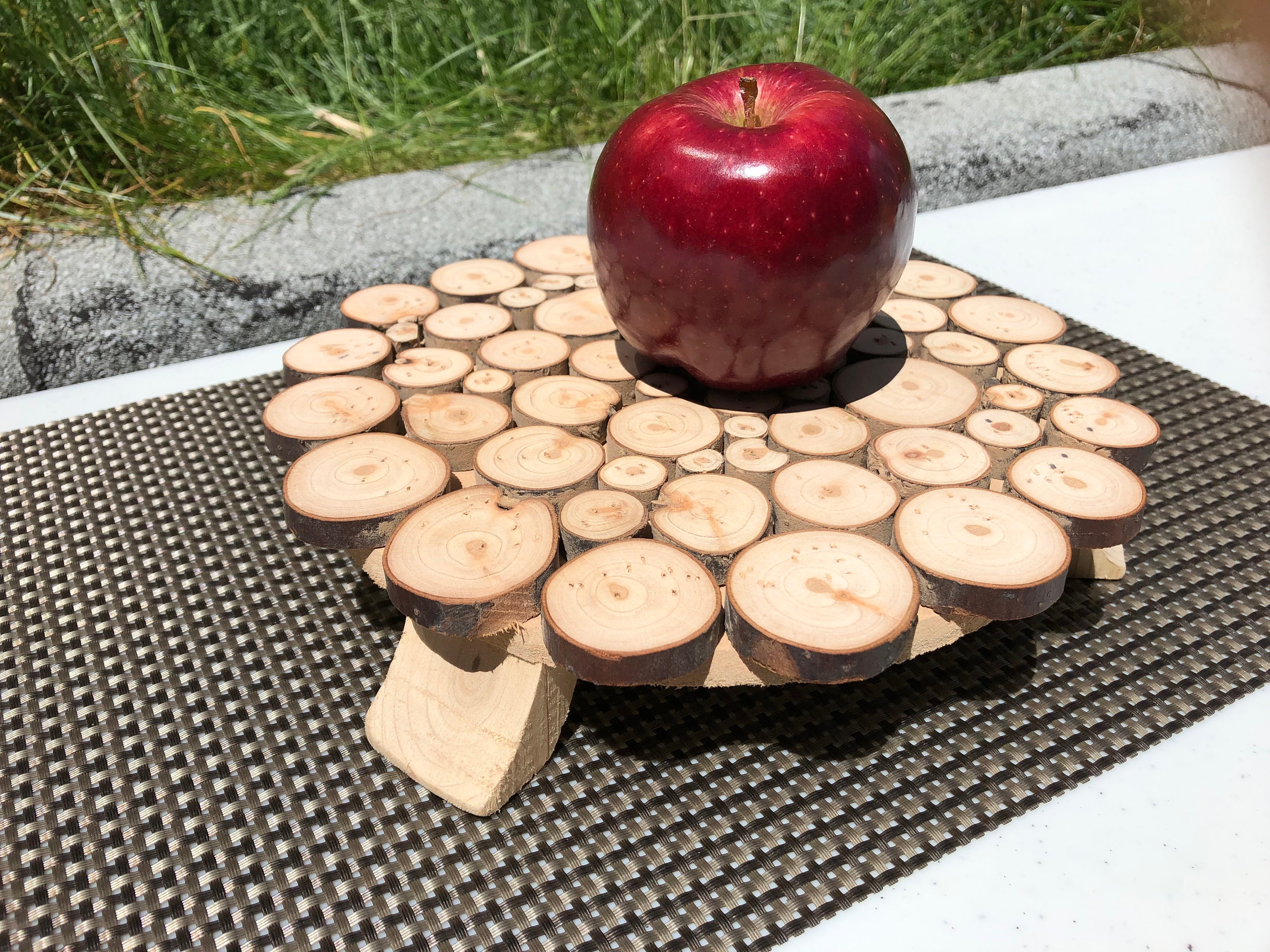 Handmade Wood Chip Decor Stand Wooden Stand Rustic Display Etsy Canada