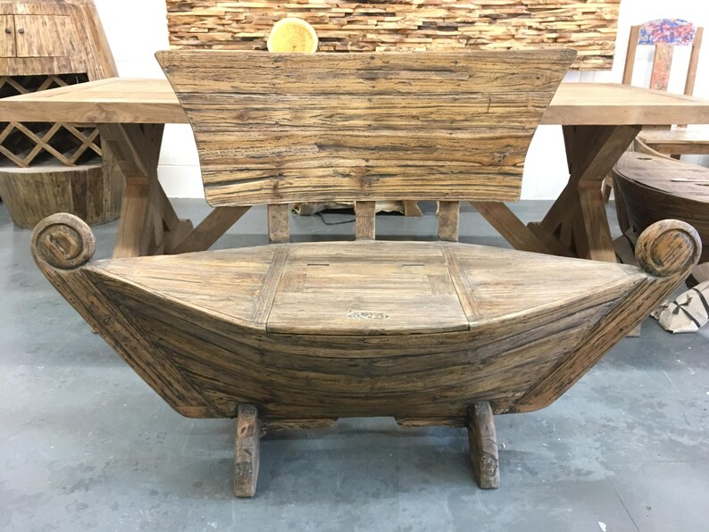 Teak Boat Shaped Bench 145cm Exotic Artisan Bench Teak Etsy