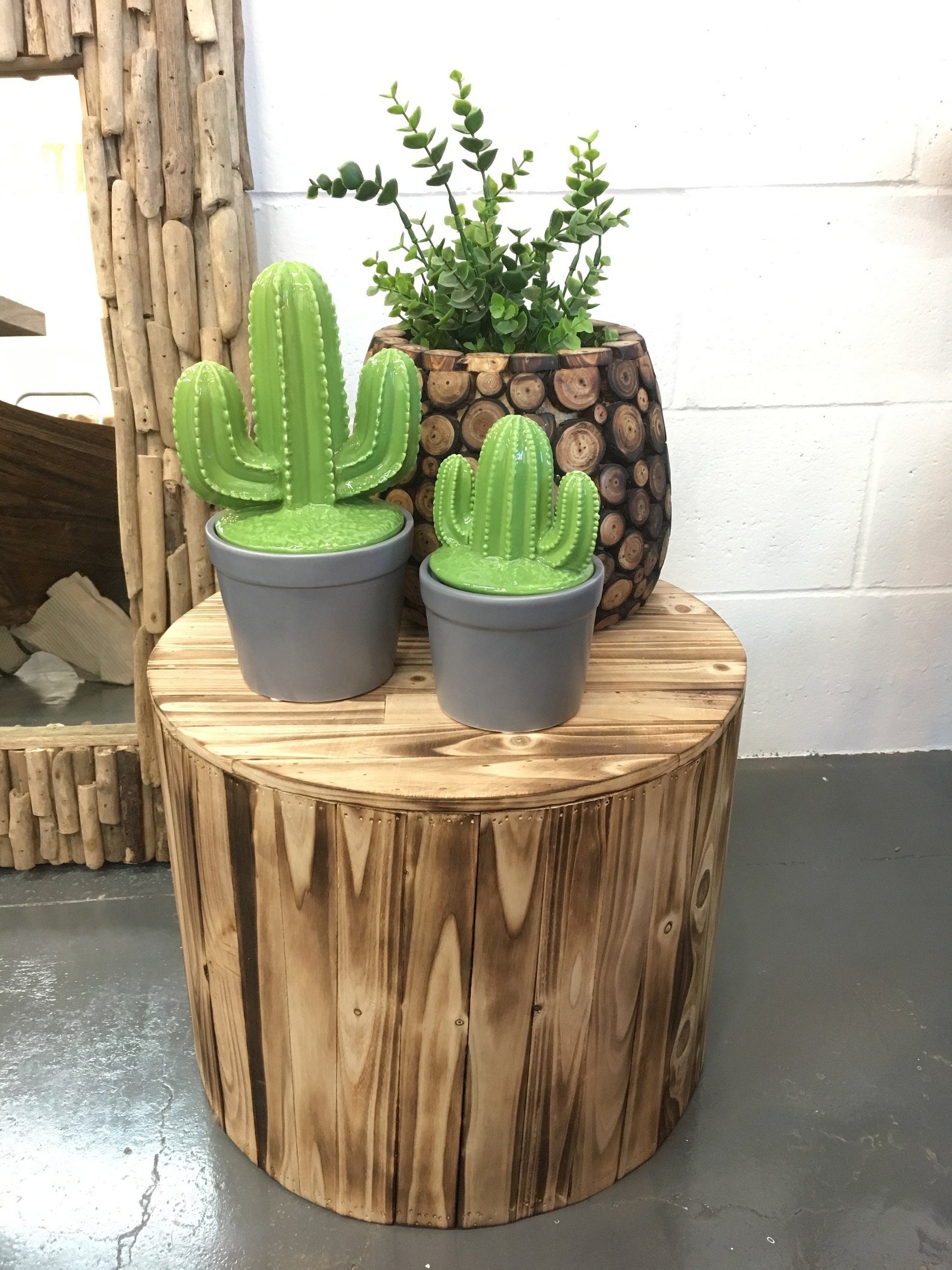 Natural Wood Coffee Table, Rustic Round Accent Table, Wooden End Table