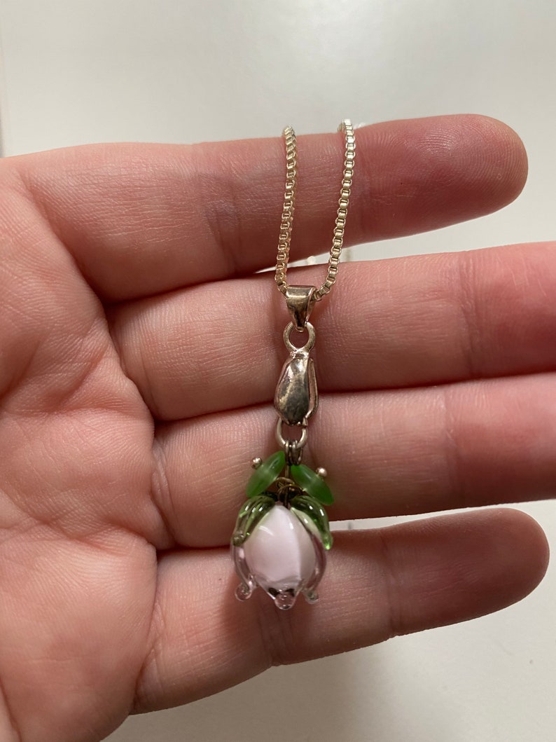 Glasswork Pink Murano rosebuds earrings and Pendant 0626