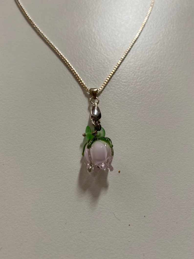 Glasswork Pink Murano rosebuds earrings and Pendant 0626