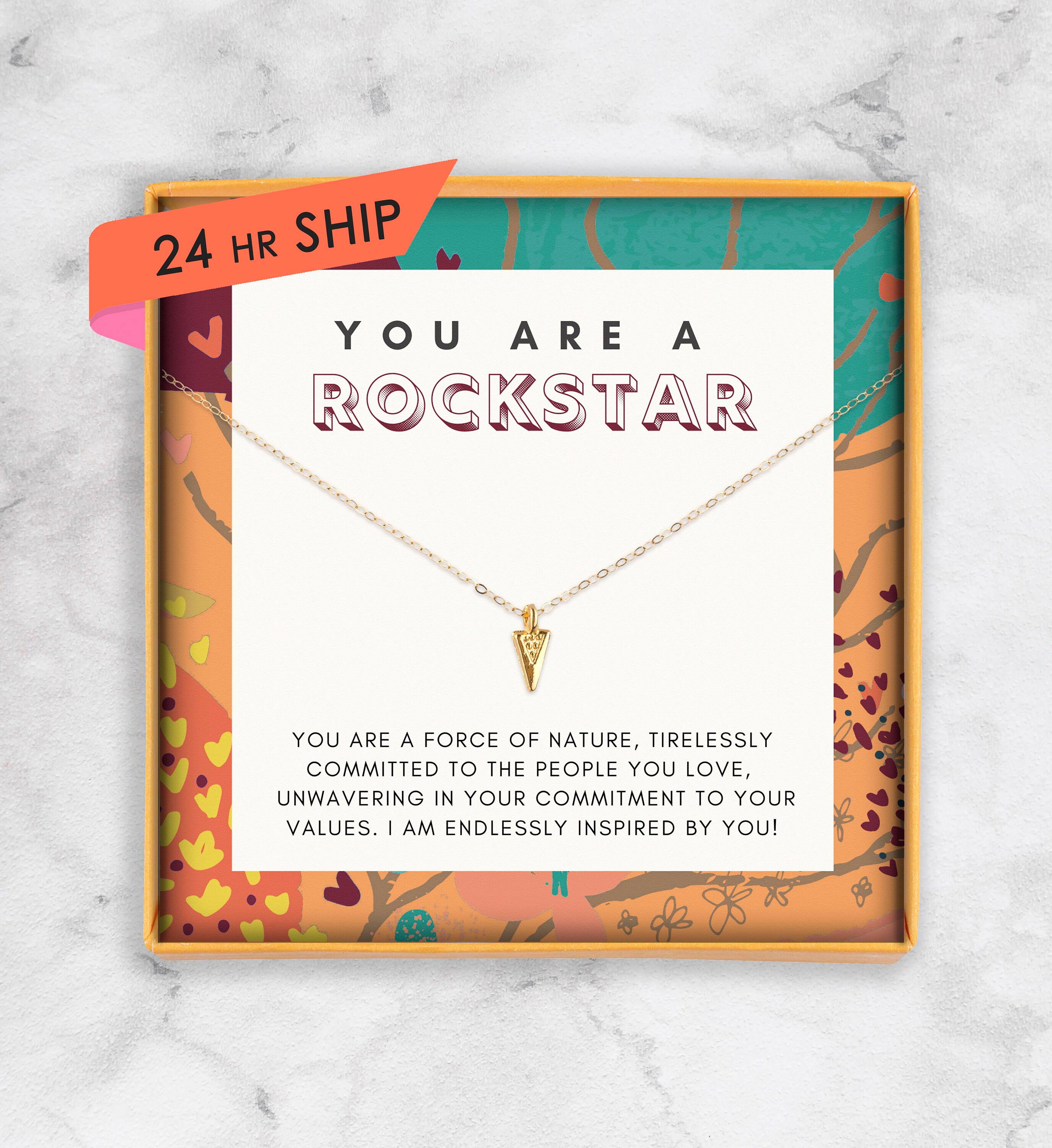 You Are A Rockstar Necklace Gift Gold Charm on Card: Best - Etsy
