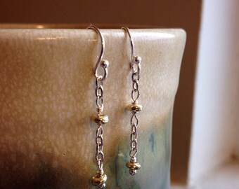 Silver and gold chain earrings