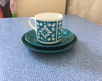 Vintage 1970's cup and saucer with side plate