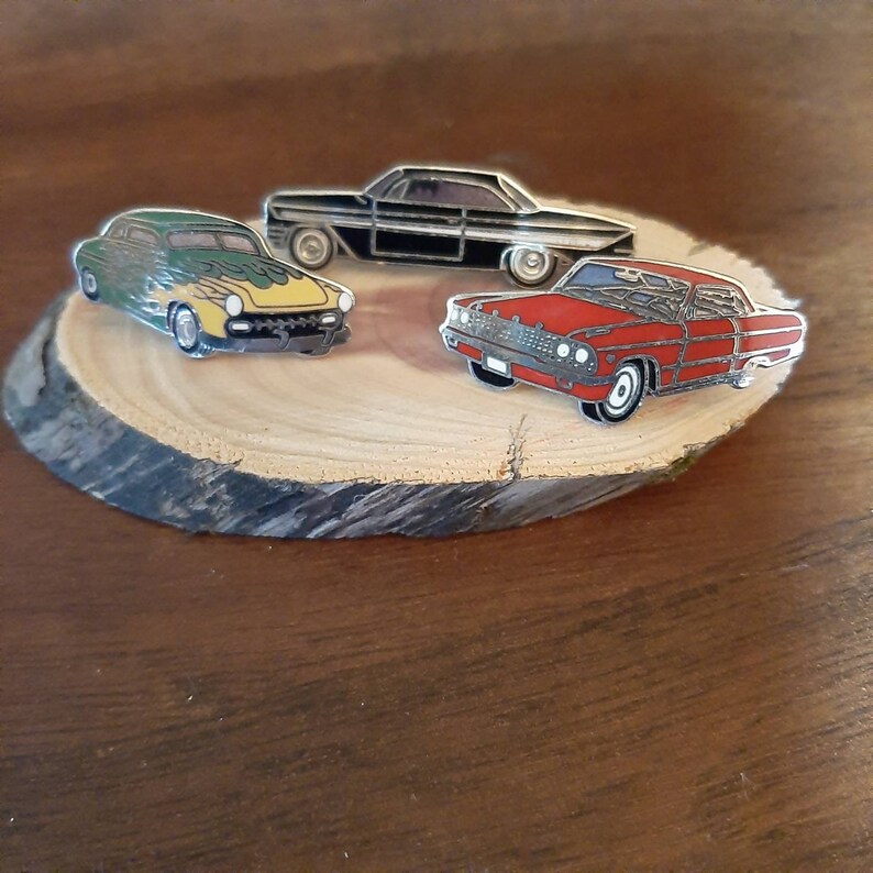 Vintage enamel classic car hat pins