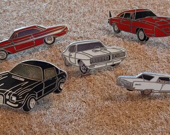 Vintage enamel classic car hat pins
