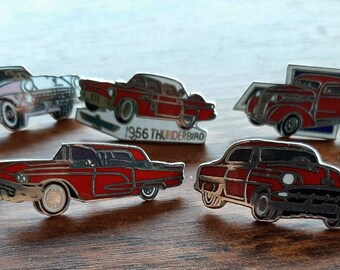 Vintage enamel classic car hat pins