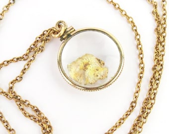 Uncommon large real gold nugget flake pendant gold filled chain and 12k GF bezel