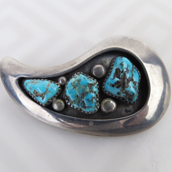 Frank Patania Sr vintage sterling silver turquoise brooch hallmarked FP with thunderbird