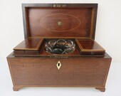Very fine antique 18th or 19th c mixed wood English Tea Caddy