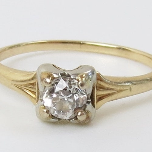 Vintage 1940s 14k Gold Old Mine Cut Diamond Engagement Ring - Etsy