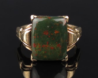 Vintage Art deco Ostby Barton bloodstone 10k yellow gold ring tiny size 3.25