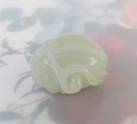 Pale green white perfect hand carved Hetian jade … - image 6