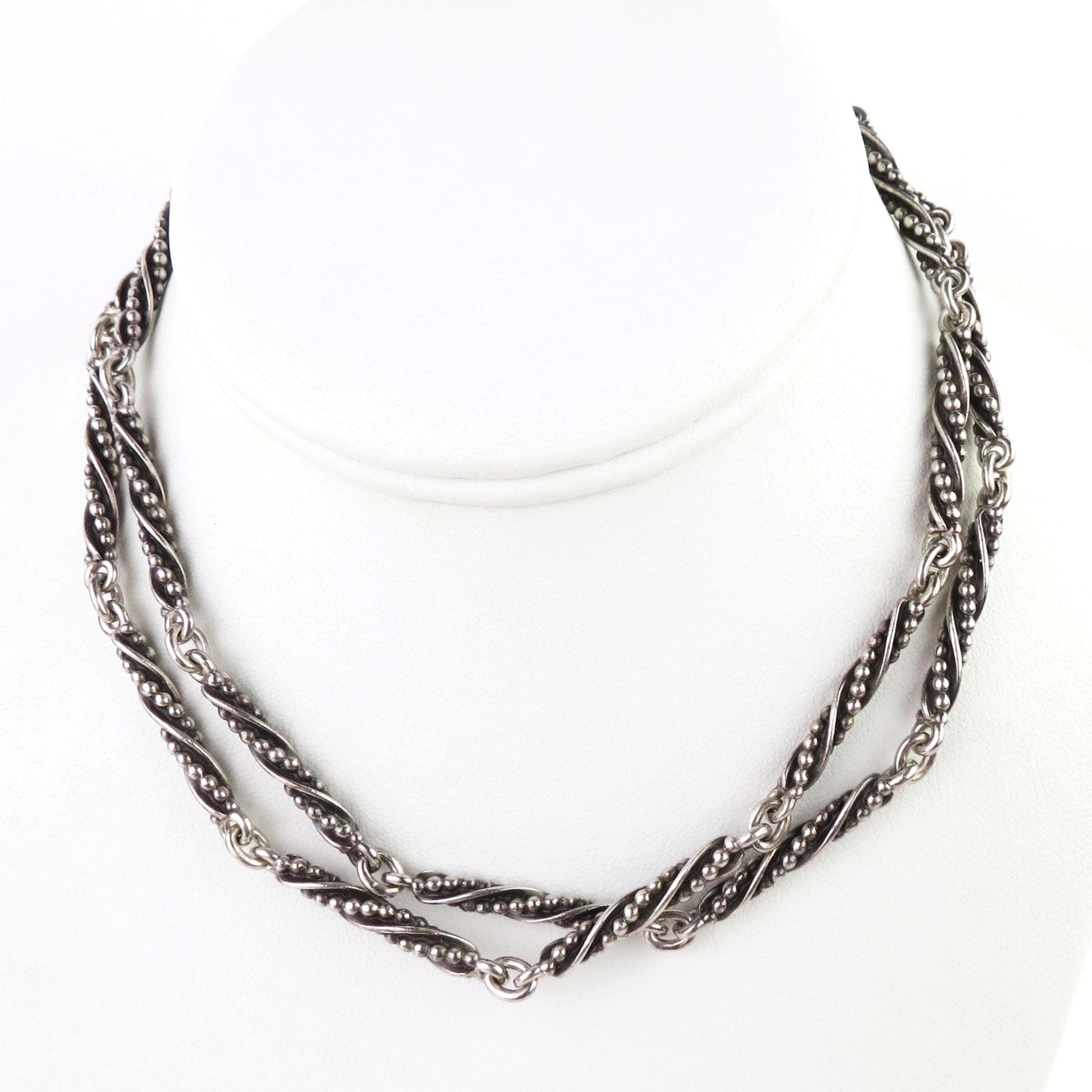 Uncommon Georg Jensen Vintage Sterling Silver Twisted 29 5/8 Inch