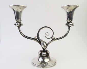 Alphonse La Paglia Durham sterling silver # 130 duo candlestick holder