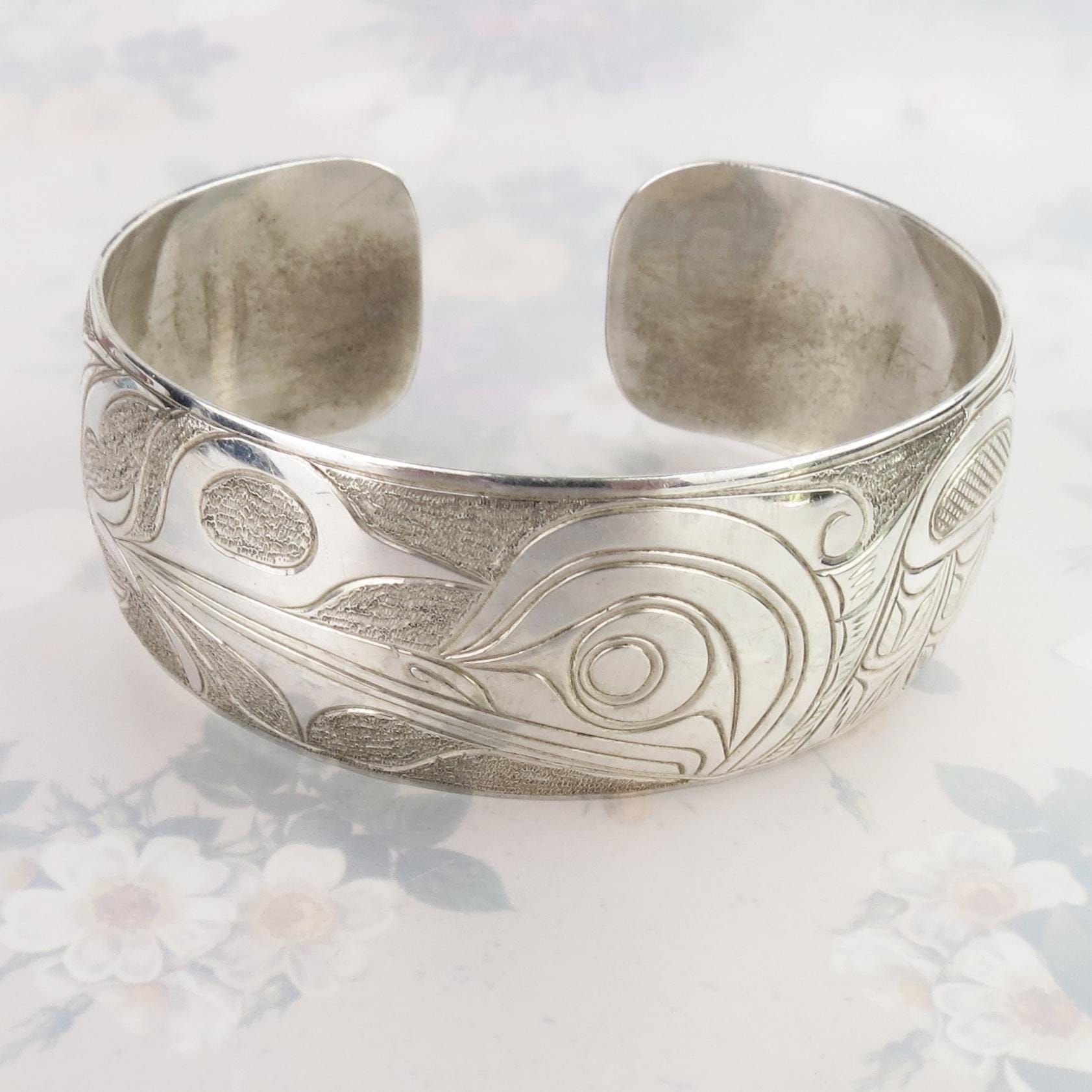 Reserved Signed Sterling Silver Hummingbird Cuff Bracelet by
