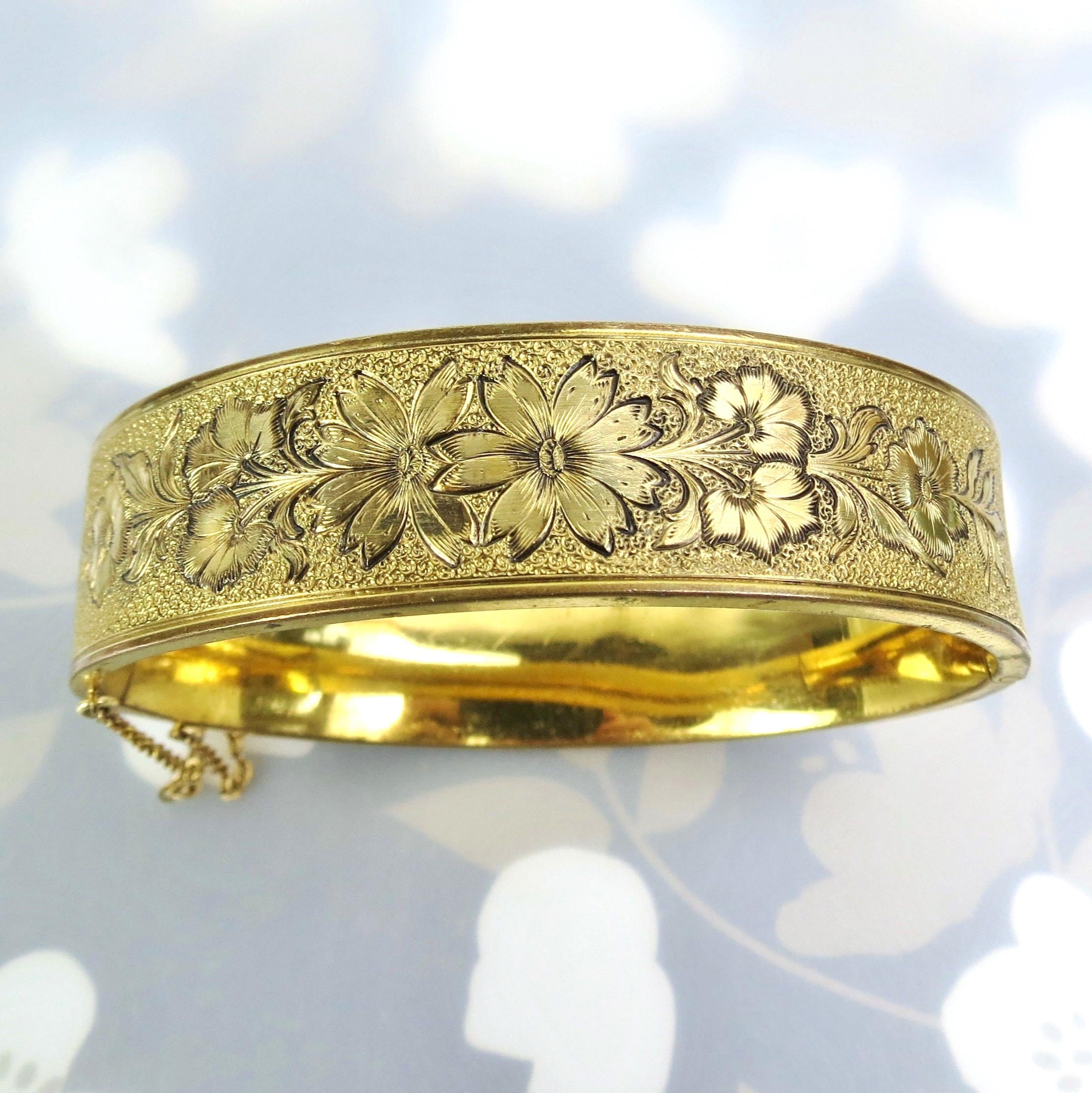 Victorian 1/20 12k Gold Filled Two Sided Floral Engraved Clamper
