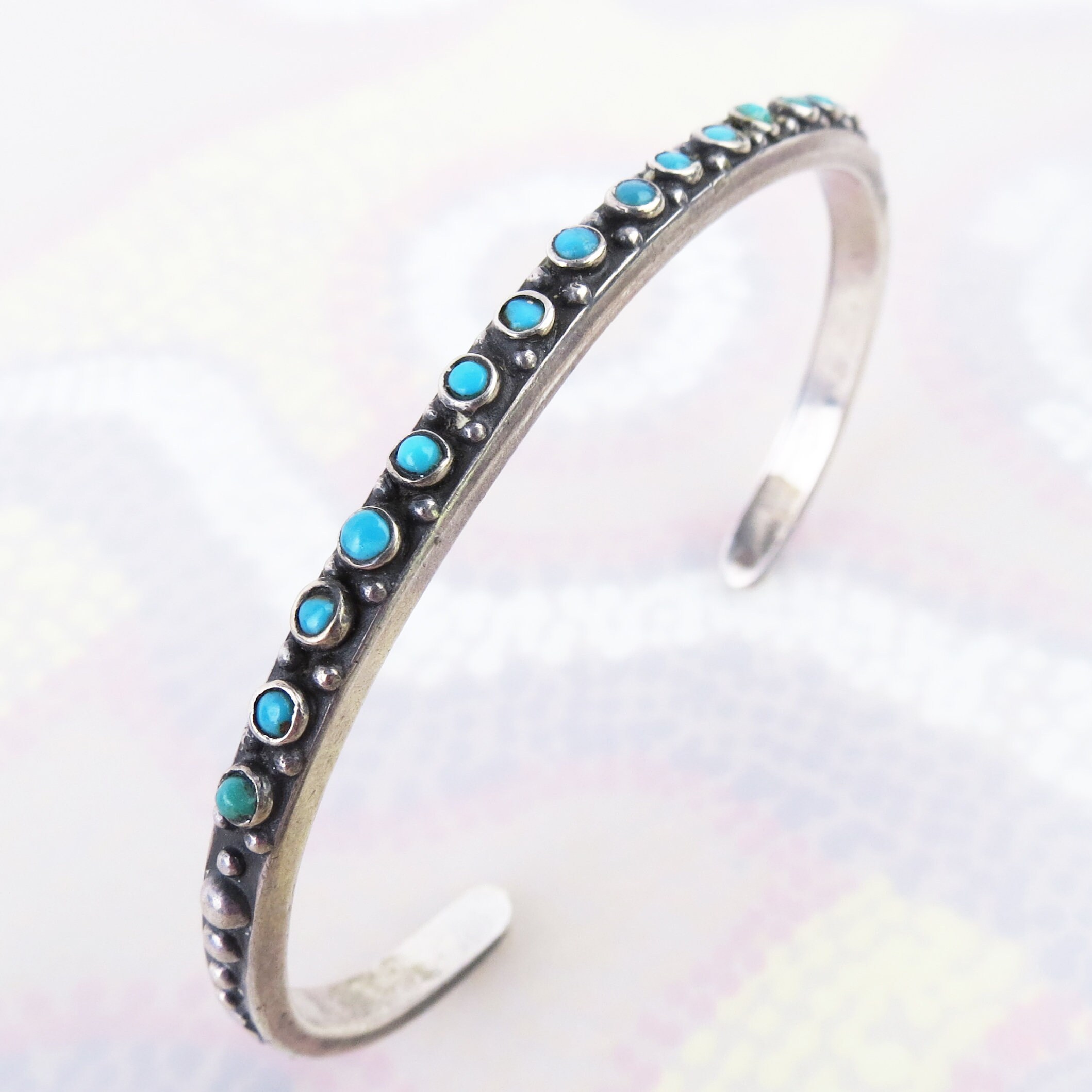 Native American Sterling Silver Turquoise Vintage Cuff Bracelet