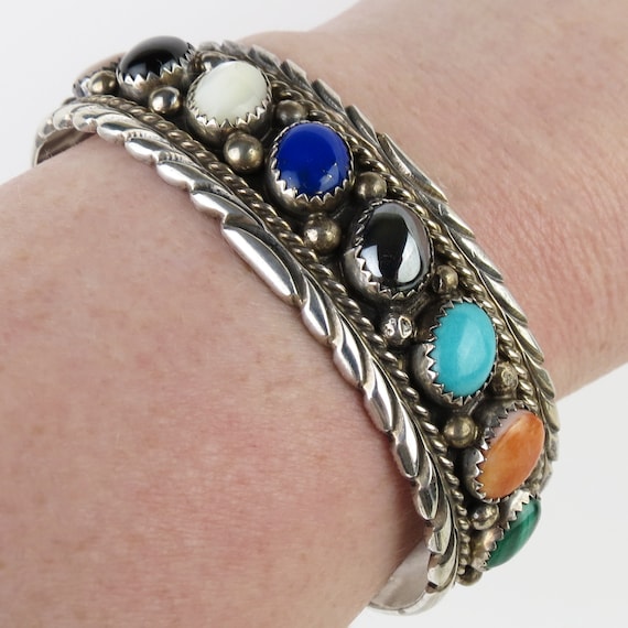 Spottted Rainbow Vintage Early Native American Navajo Sterling Silver Bracelet Spottted Rainbow Vintage Early Native American Navajo Sterling Silver Bracelet