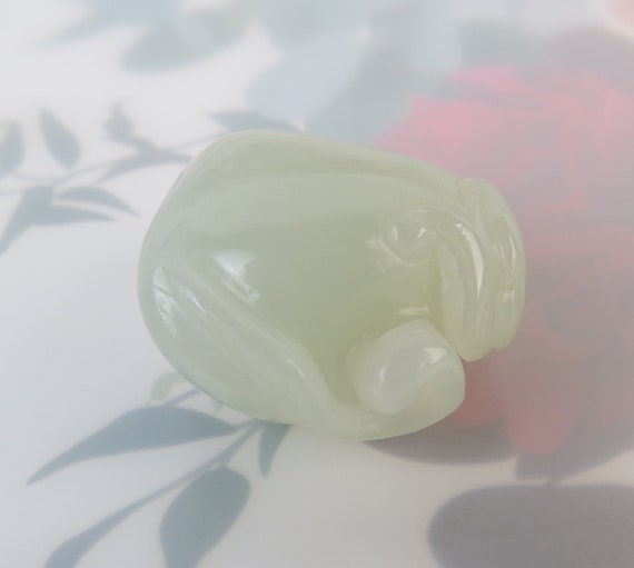 Pale green white perfect hand carved Hetian jade … - image 3