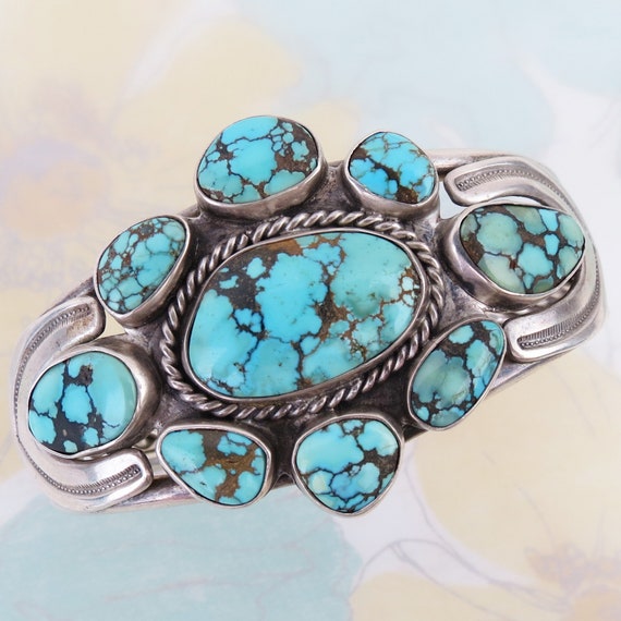 Heavy Thick Sturdy Vintage Native American Navajo Spiderweb Turquoise Sterling Silver Ring Heavy Thick Sturdy Vintage Native American Navajo Spiderweb Turquoise Sterling Silver Ring