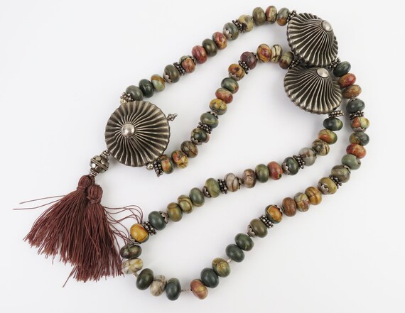 Heavy tribal ethnic necklace with old massive ste… - image 2