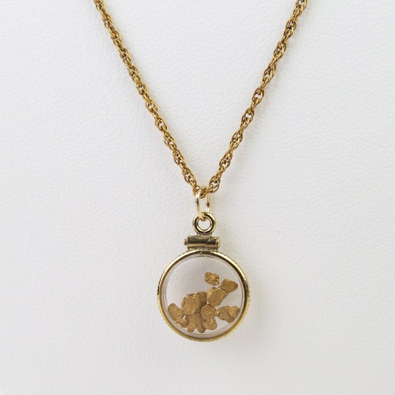 Vintage real gold nuggets in a clear pendant set … - image 5