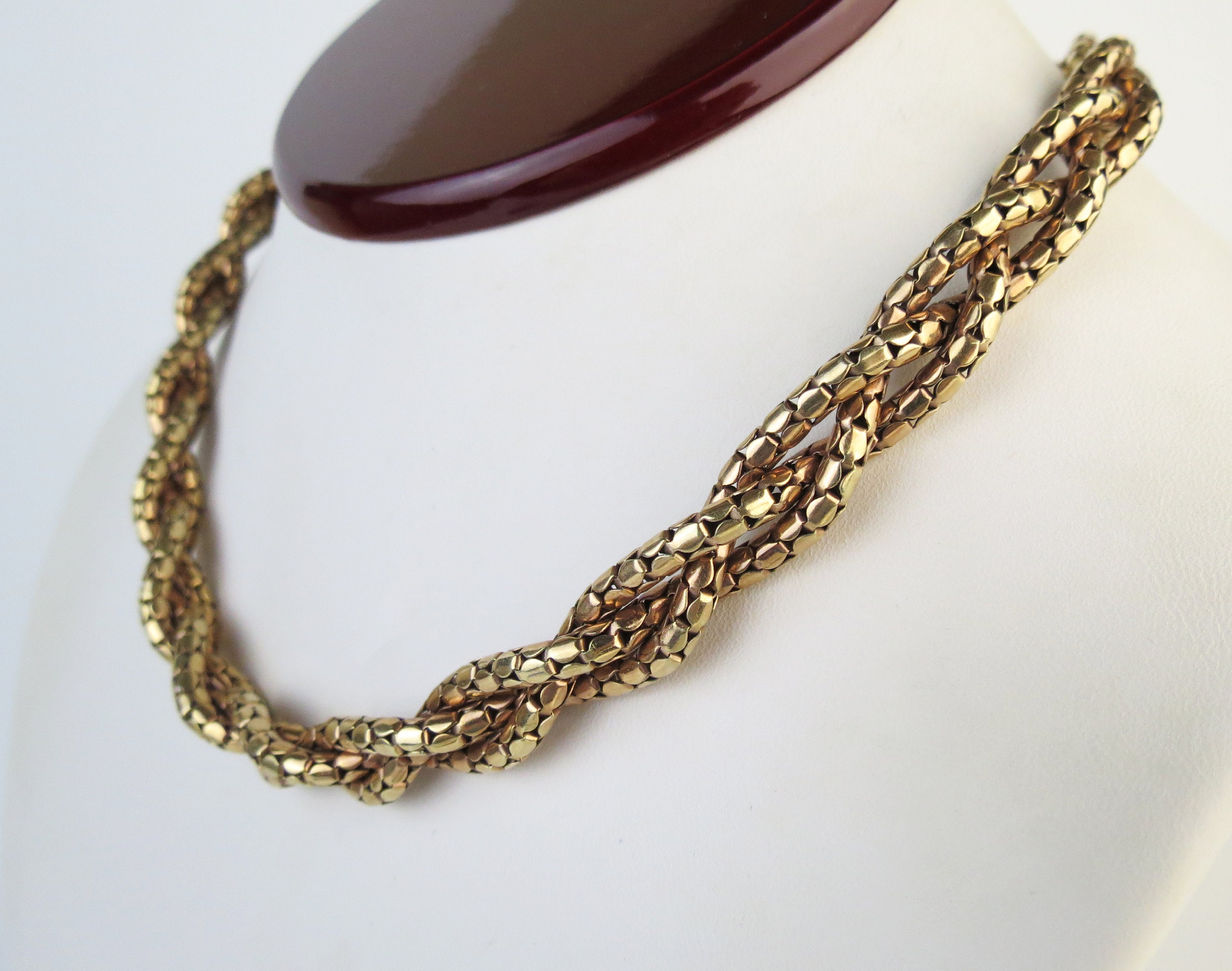 Vintage 1/20 12k Gold Filled Chain Necklace Bigney Braided 3 Etsy