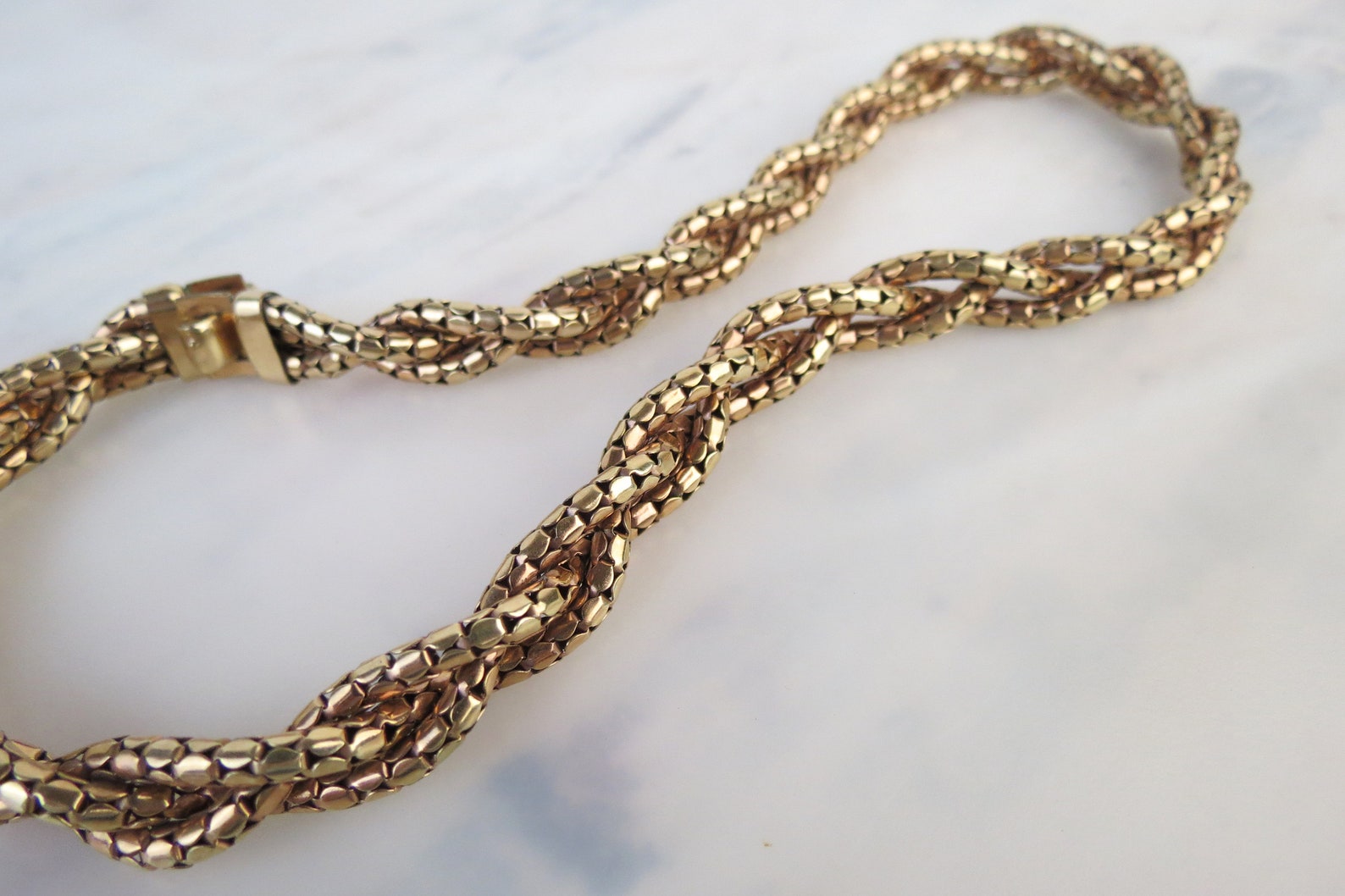 Vintage 1/20 12k Gold Filled Chain Necklace Bigney Braided 3 Etsy