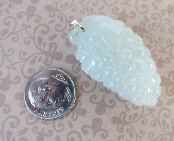 Translucent pale icy green clear natural jade car… - image 6