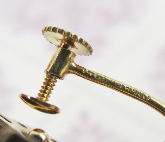 Vintage Rhodolite Garnet Earrings: 14k Yellow Gol… - image 7