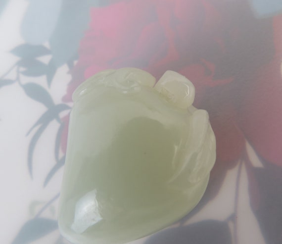 Pale green white perfect hand carved Hetian jade … - image 5