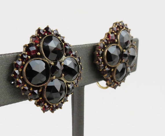 Vintage Rhodolite Garnet Earrings: 14k Yellow Gol… - image 6