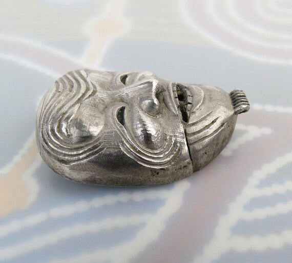 Vintage Japanese Noh mask in sterling silver pape… - image 5