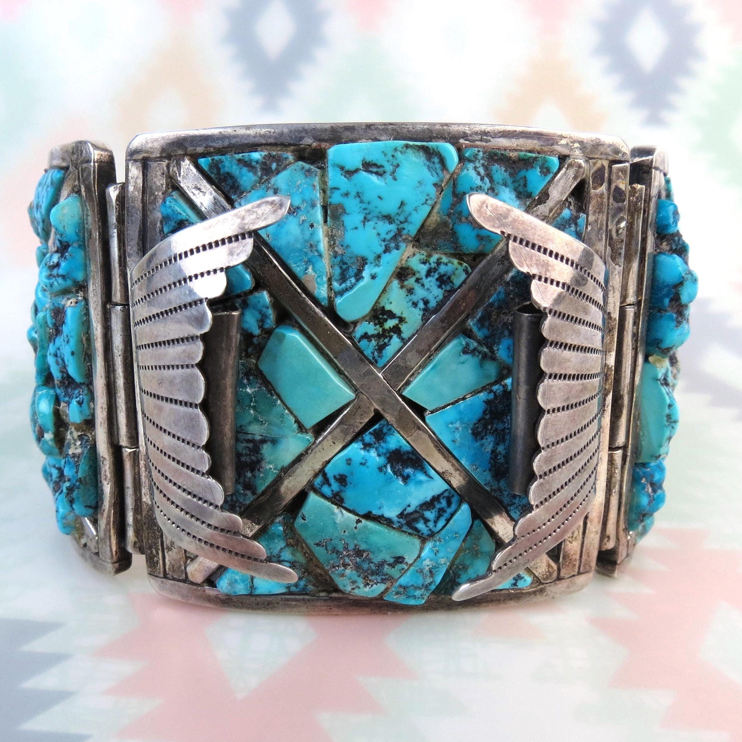 Dramatic Large Old Navajo Native American 7 1/2 Inch Watch