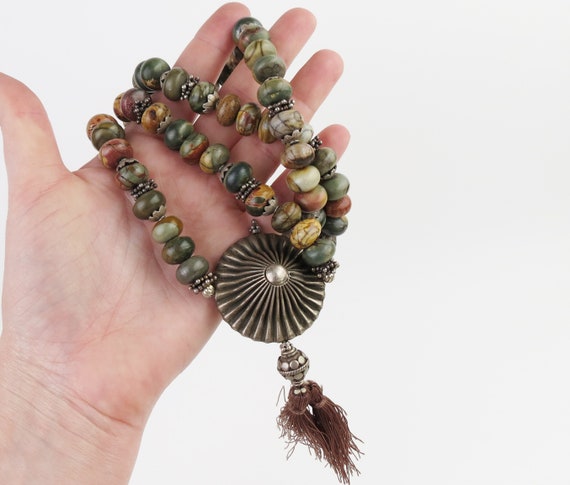 Heavy tribal ethnic necklace with old massive ste… - image 9