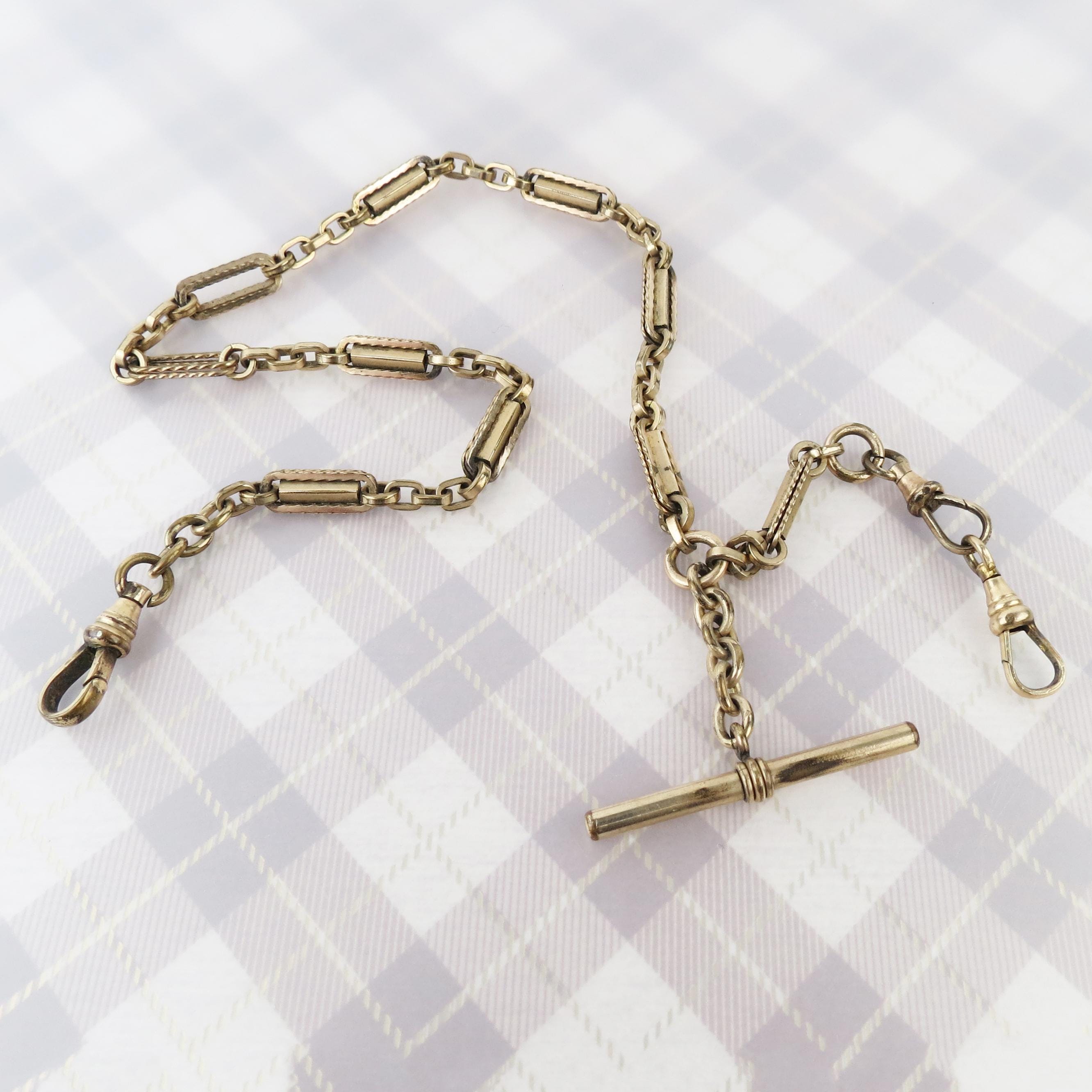 ANTIQUE SIMMONS GOLDFILLED SNAKE CHAIN DOG CLIP 15 1/2\