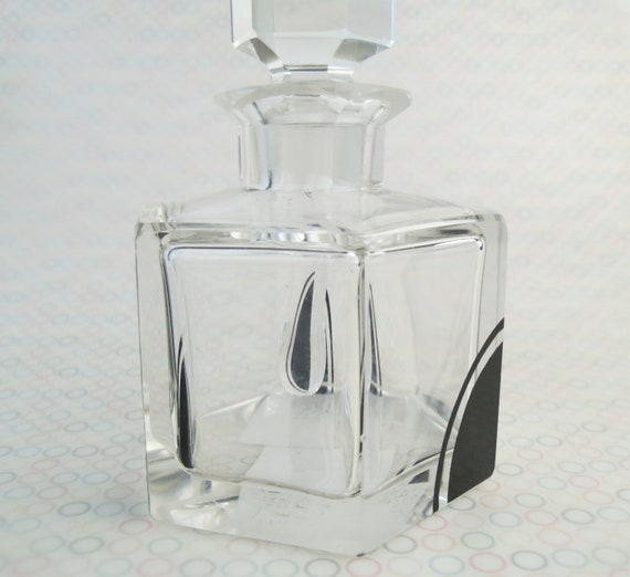 Vintage 1920s Art Deco crystal glass vanity or pe… - image 7
