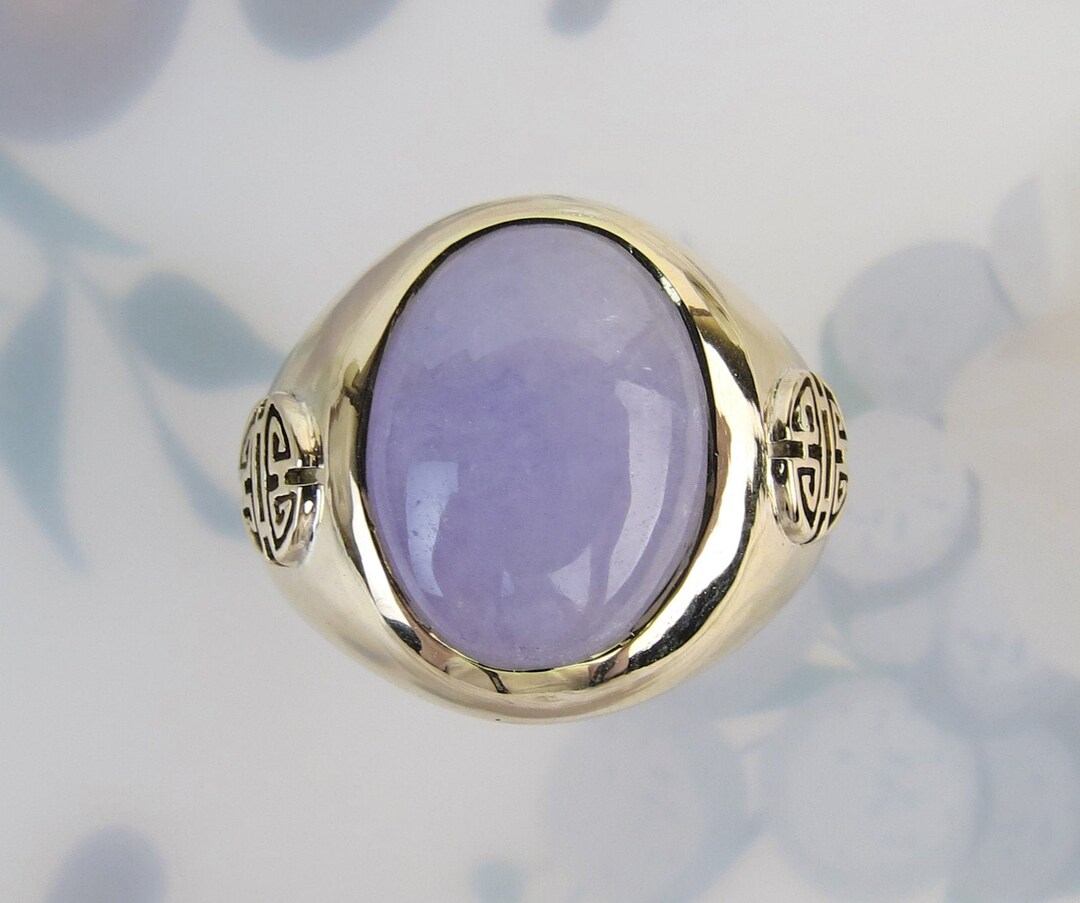 Type A Lavender Purple Jade certificate Heavy Vintage 14k Gold Chinese ...