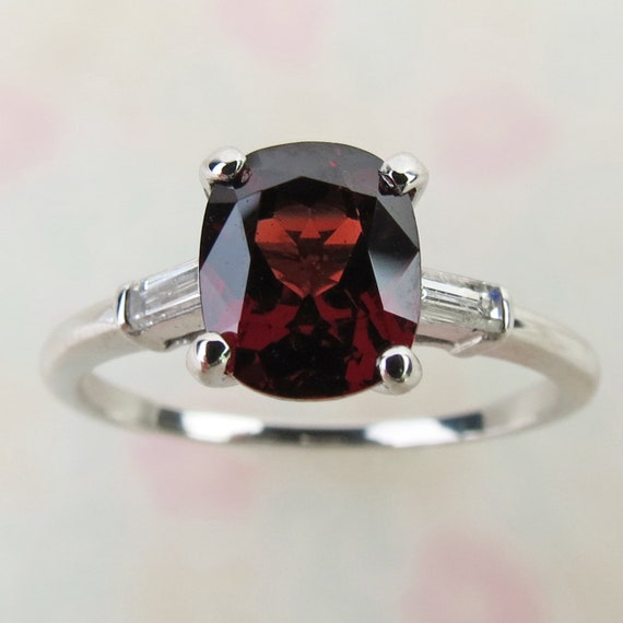 Garnet baguette ring deals