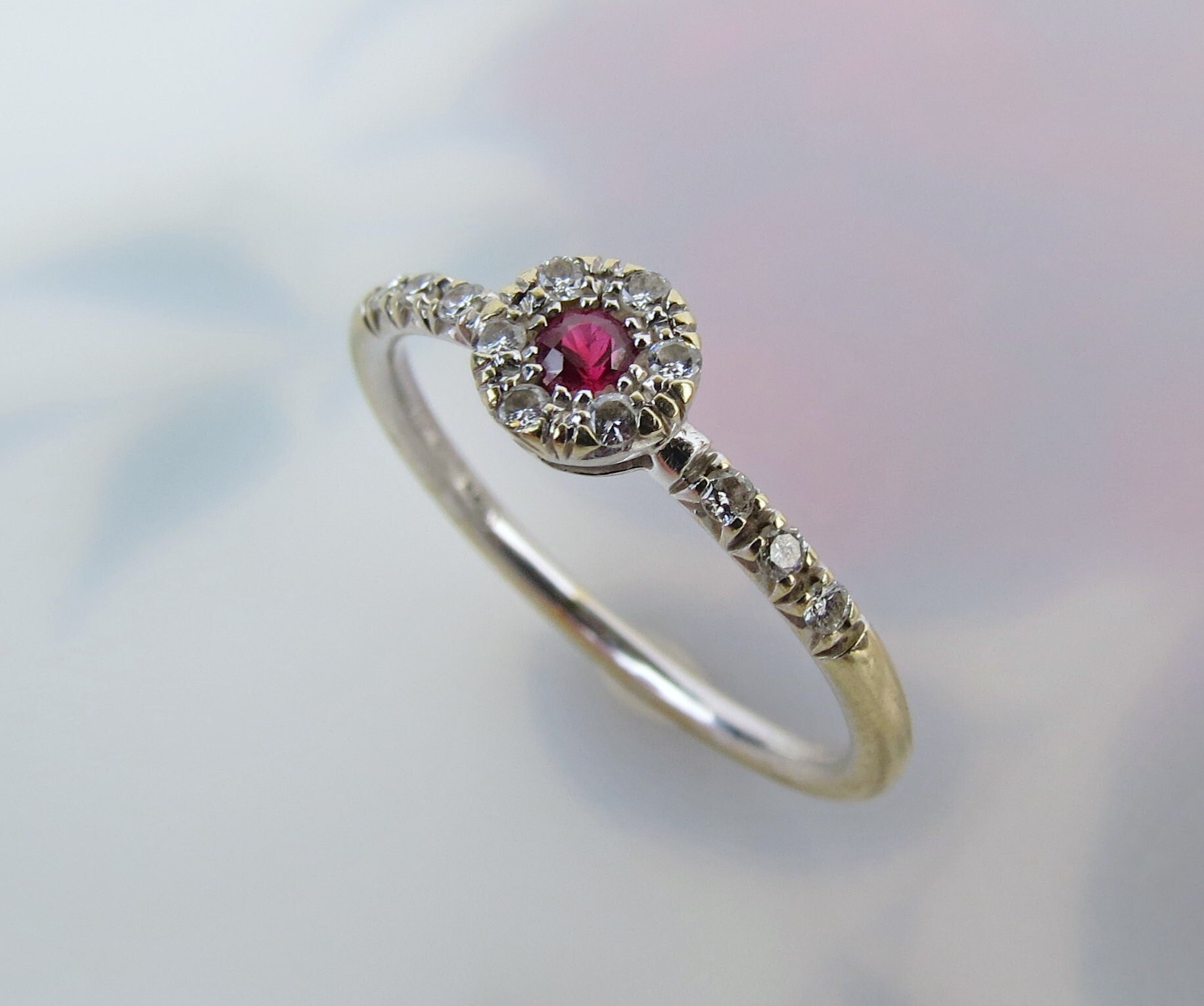 Colour Blossom Mini Star Ring, Pink Gold, Malachite And Diamond