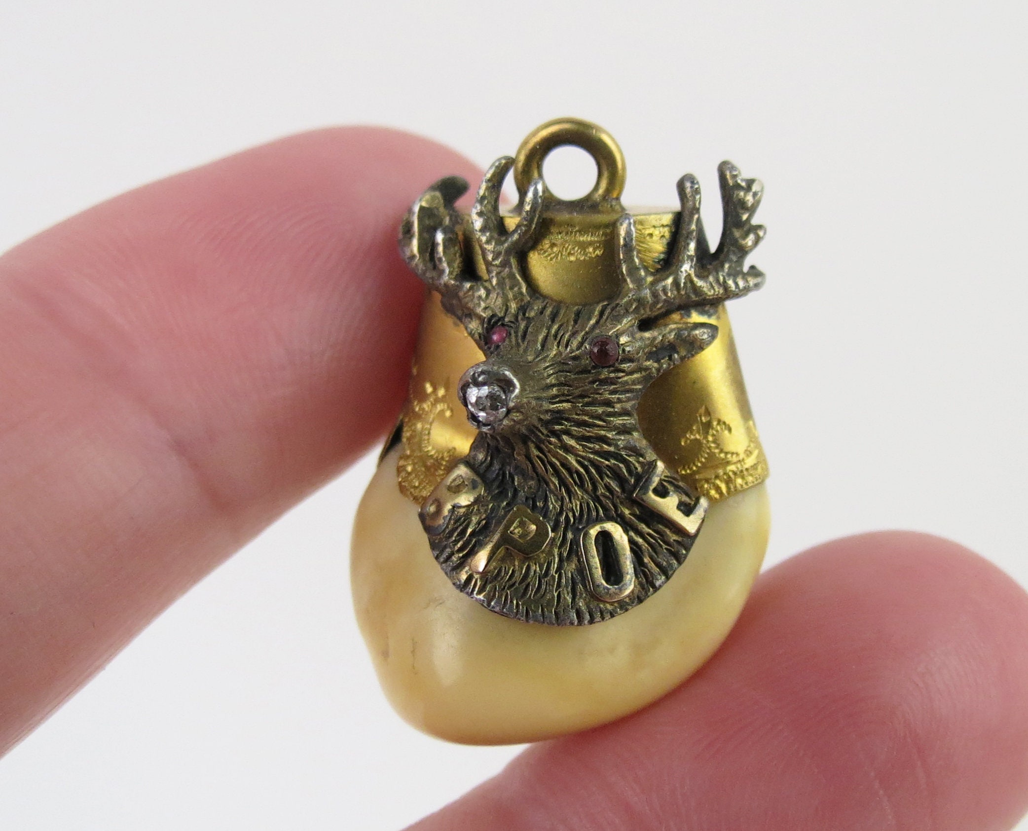 Vintage k Yellow Gold Order of the Elks Tooth Pendant With   Etsy