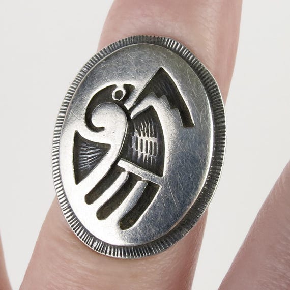 Rare Vintage Hopi Bueford Dawahoya Goemtric Native American Jewelry Silver Ring Rare Vintage Hopi Bueford Dawahoya Goemtric Native American Jewelry Silver Ring